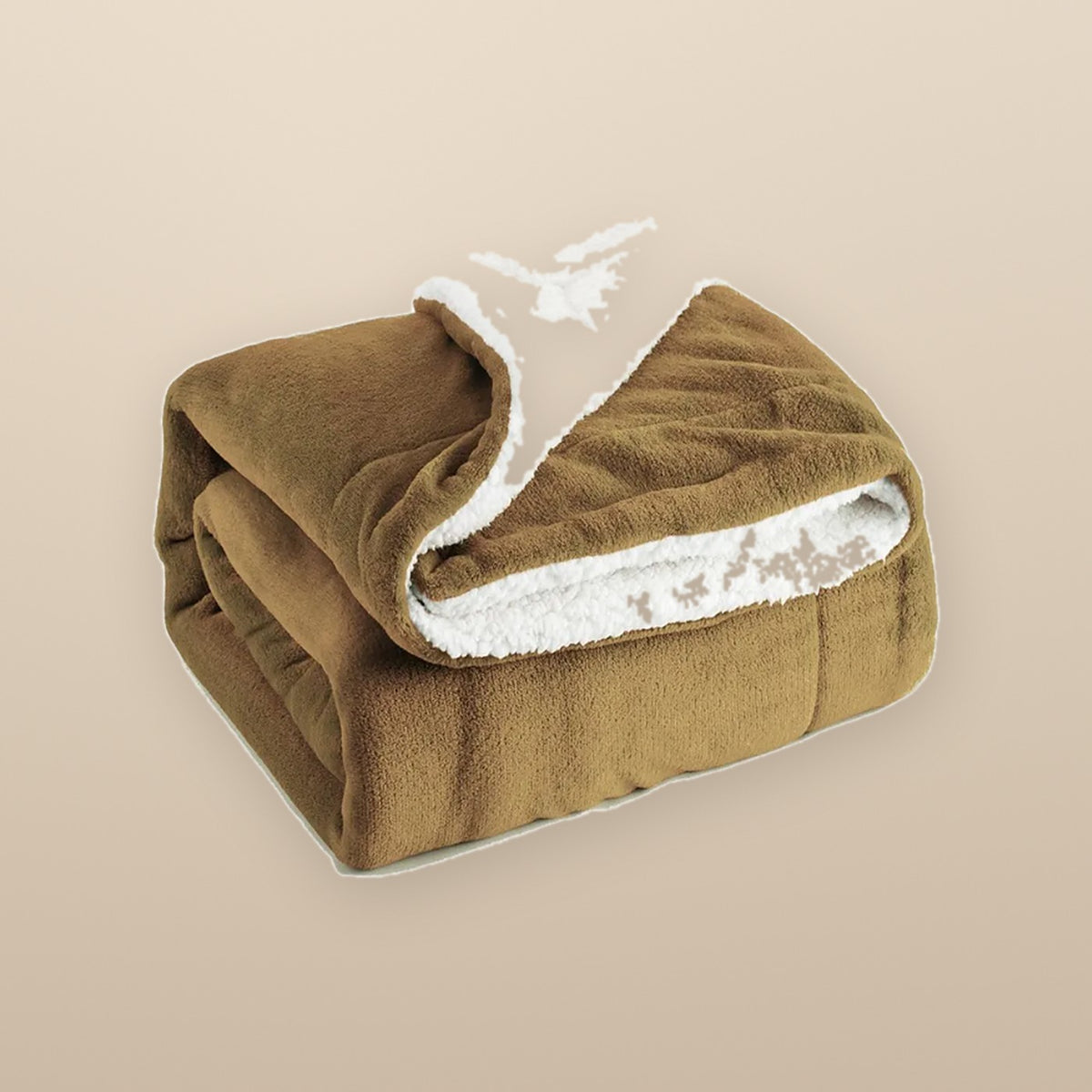 The Hearth reversible sherpa throw in camel, folded to show both faces