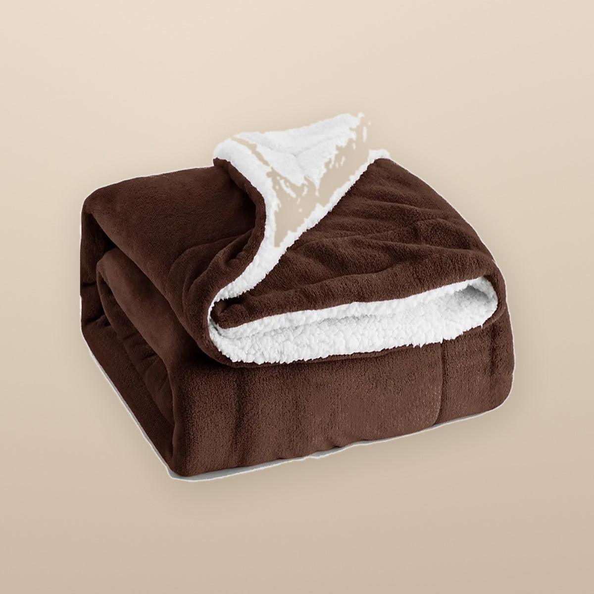 The Hearth reversible sherpa throw in coffee, folded to show both faces